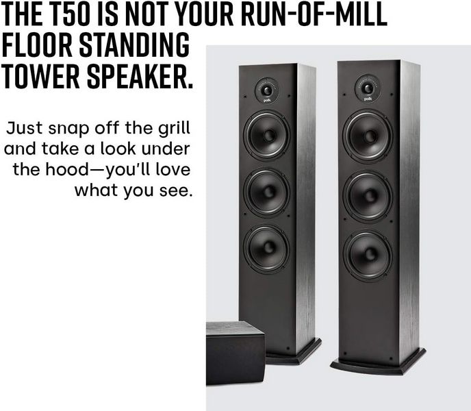 Polk USA Audio T50 Tower HiFi Speaker series is a remarkable choice that truly sets the stage for unparalleled auditory experiences