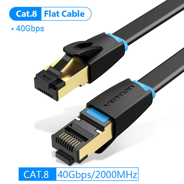 Flat Vention CAT8 Ethernet Cable: Elevating Speed Networking with 40Gbps and 2000MHz Performance