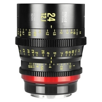 Meike 24mm T2.1 Full Frame Prime Cine Lens  Canon EF, aperture mechanism contains 11 aperture cutting blades, The minimum focus distance is 30mm